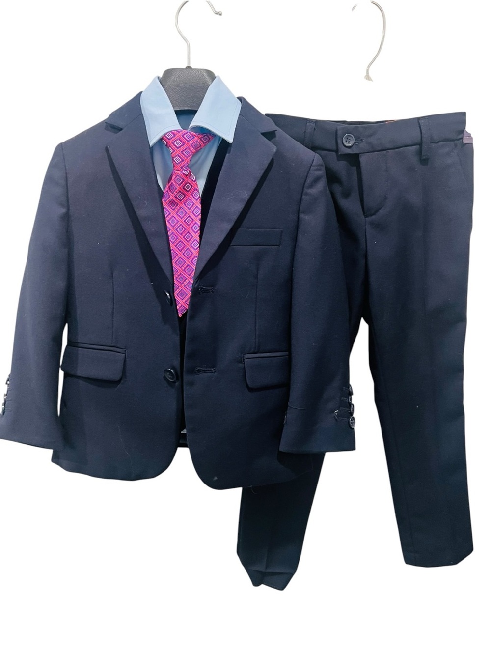 Joey Couture Boys 4T Navy Blue 4-Piece Suit Jacket Pants Shirt Tie Formal